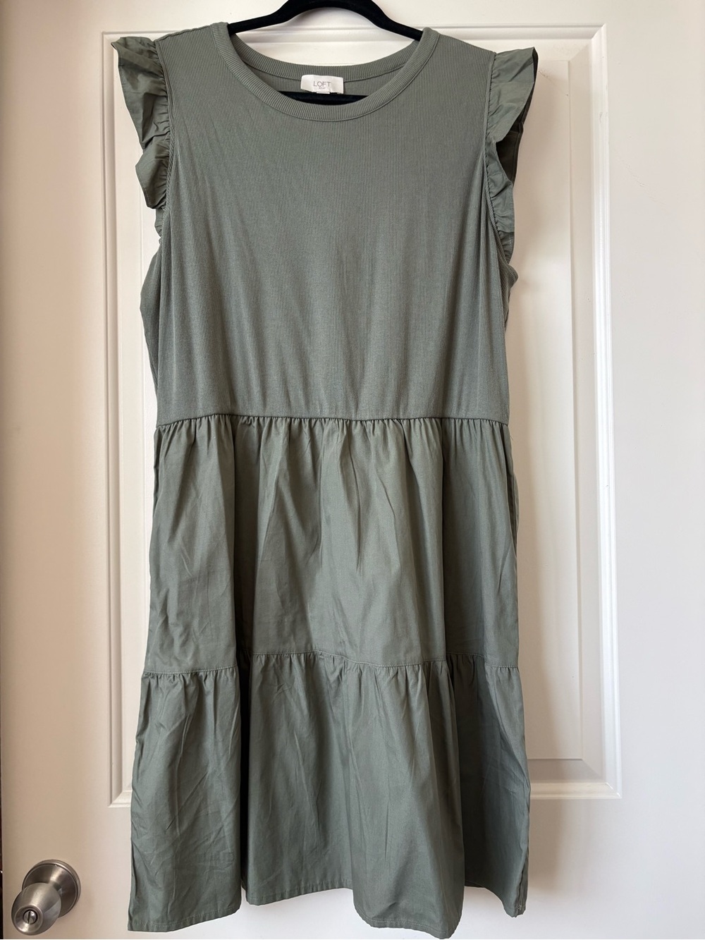LOFT Olive Green Ruffle Sleeve Tiered Dress for Girls